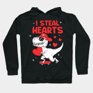 I Steal Hearts Trex Dino Valentine_s Day Boys Son Toddlers Hoodie